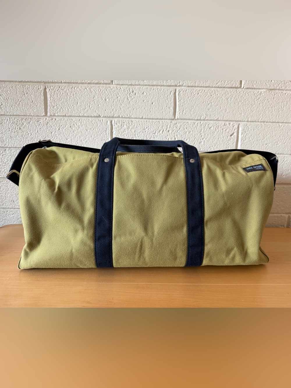 Jack Spade Olive Green Canvas Weekender Duffle Gym Bag W/Shoulder Strap